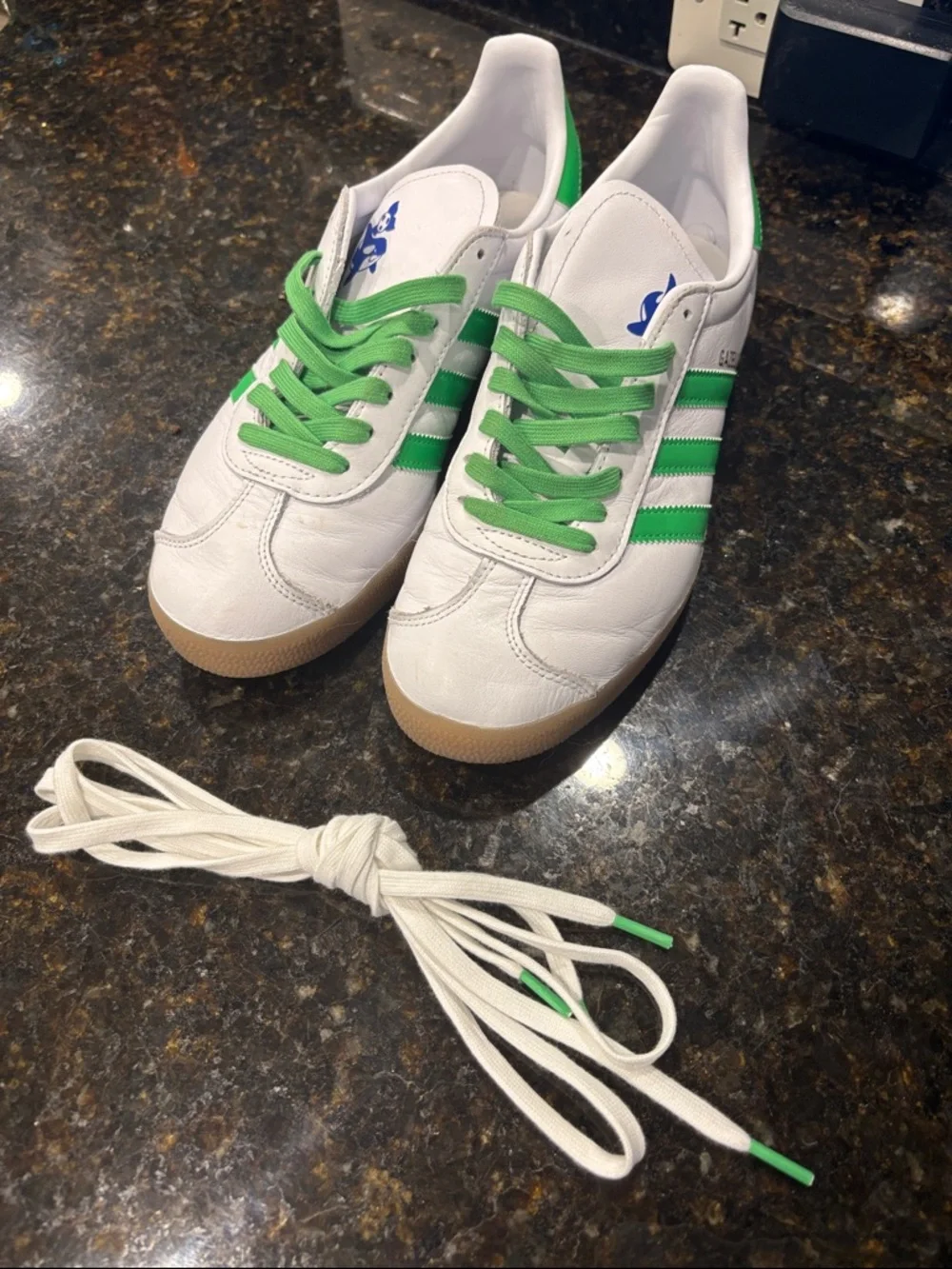 adidas White Low-Top Sneakers with Green Accents
